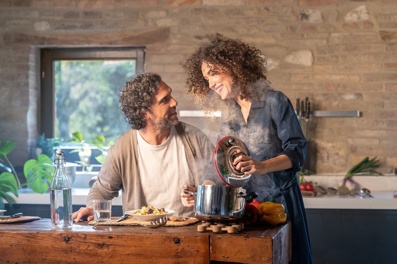 Couple cooking in the kitchen