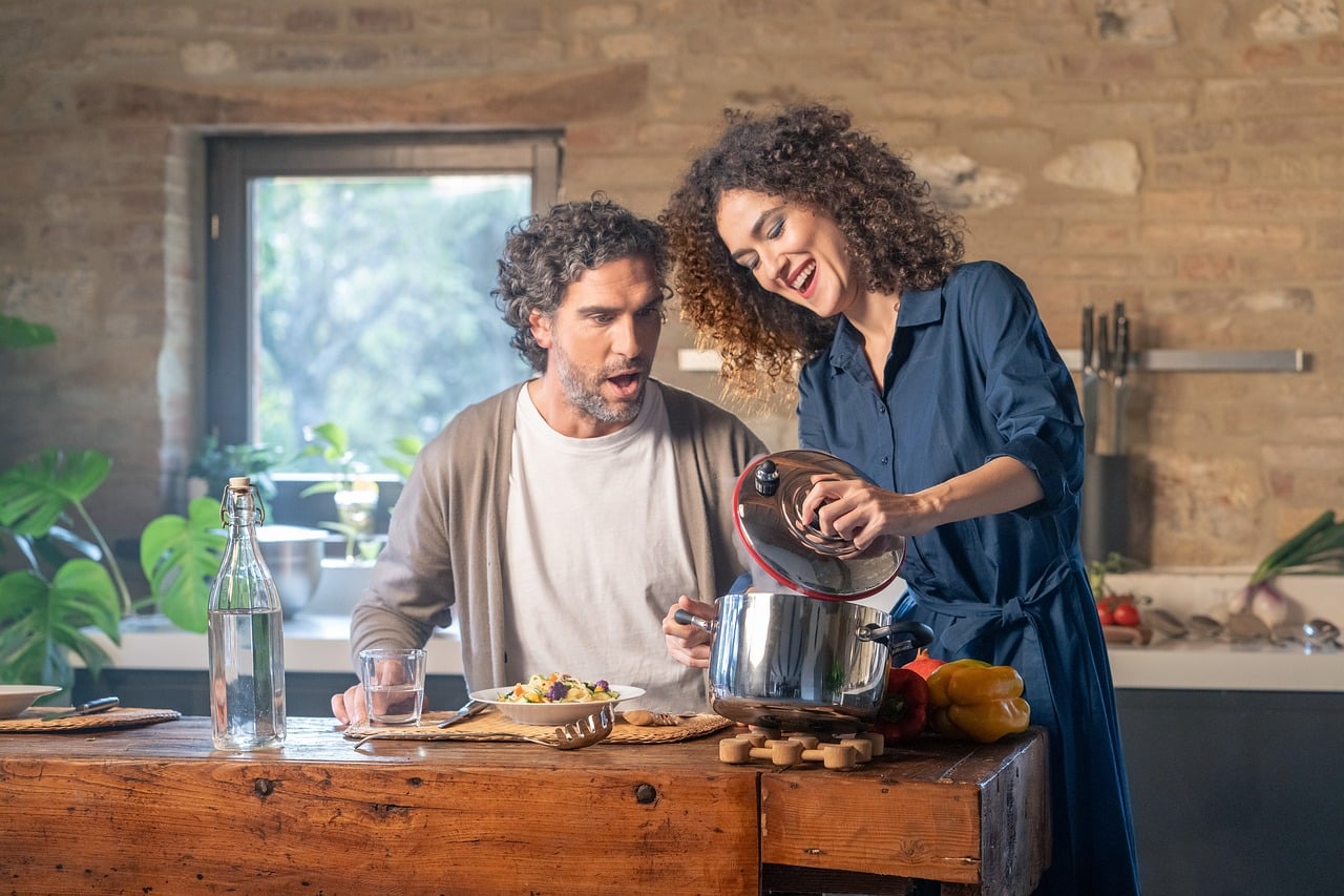 Couple cooking in the kitchen