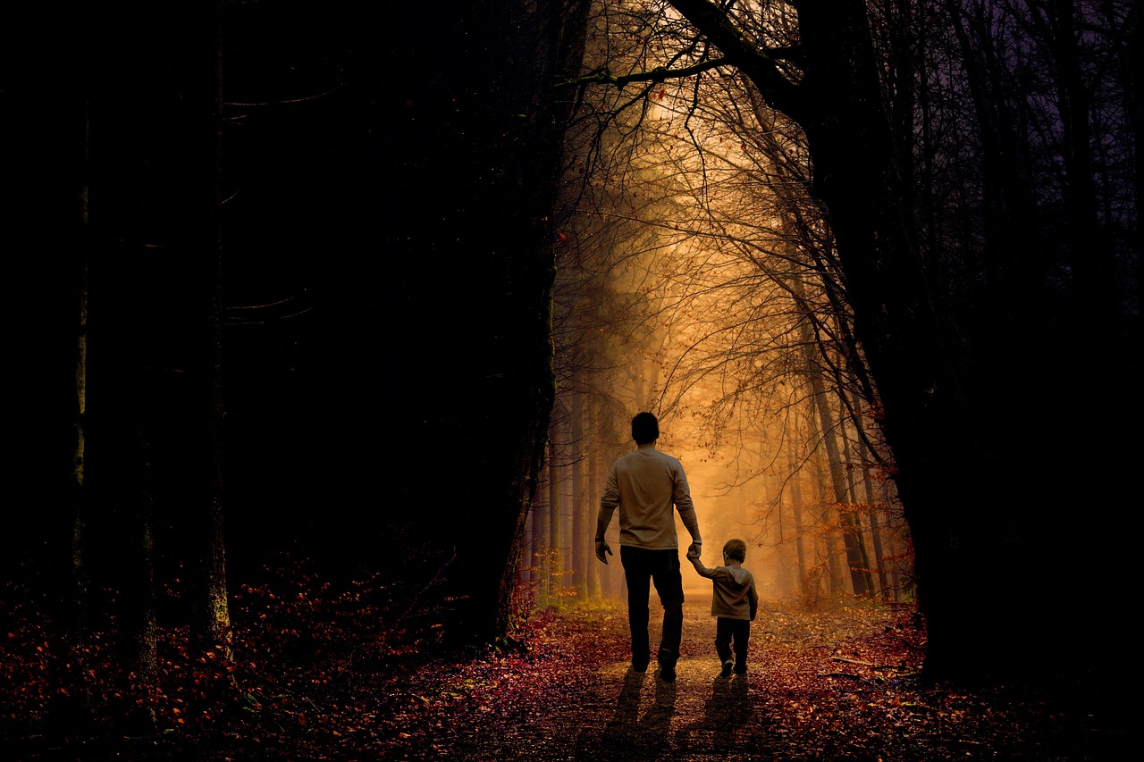 Father walking outdoors