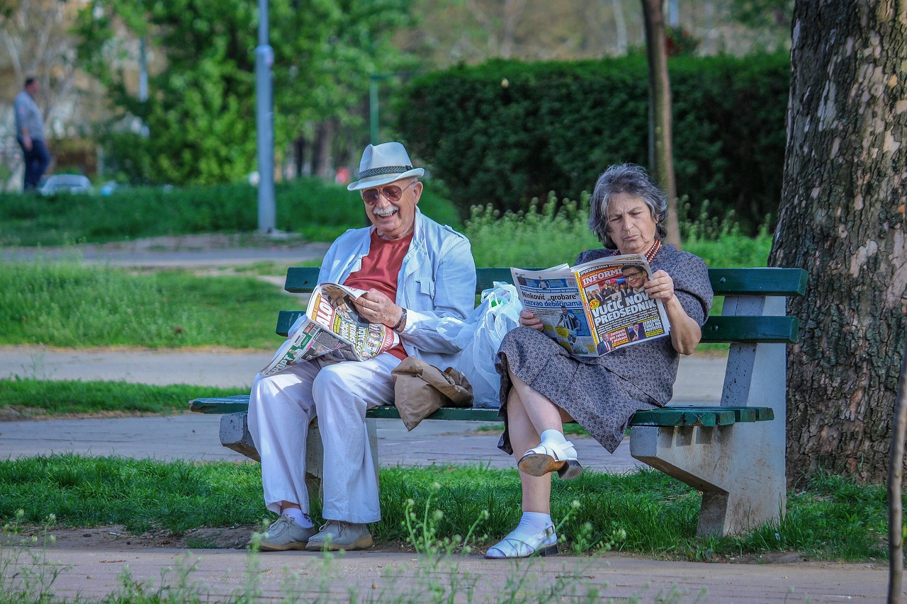 Grandparents in a park